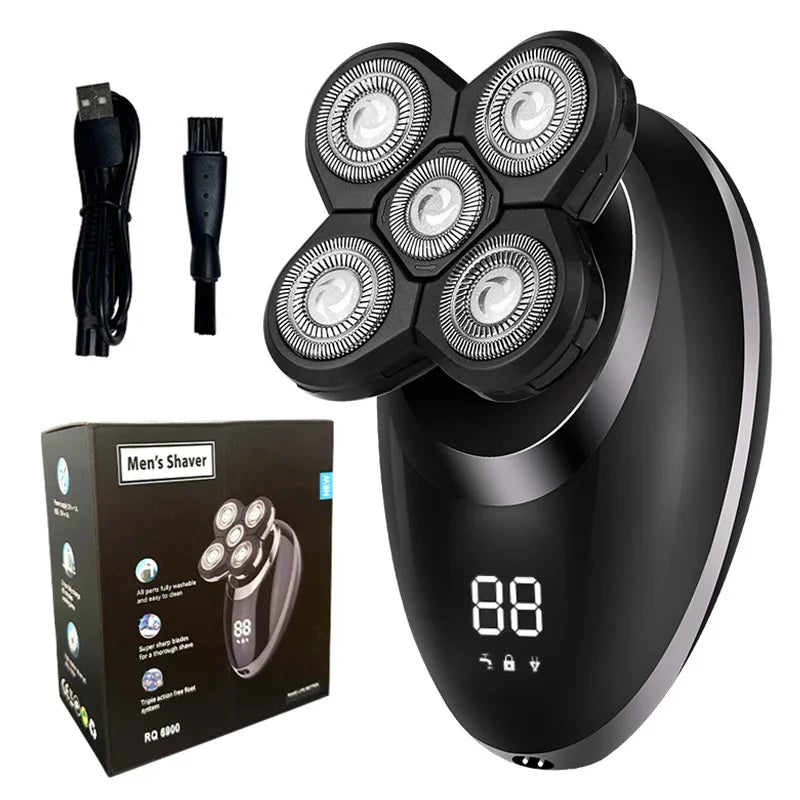 5 in 1 Electric Shaver for Men Bald Head Hair Clipper Nose Trimmer Floating 5 Blade Heads Shaving Beard Knife Rechargeable Razor