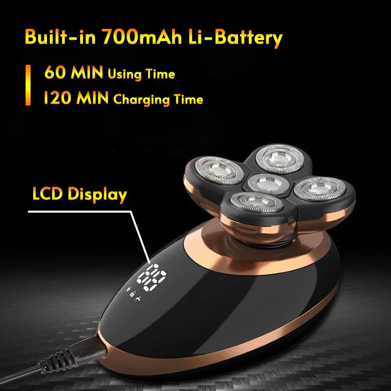 5 in 1 Electric Shaver for Men Bald Head Hair Clipper Nose Trimmer Floating 5 Blade Heads Shaving Beard Knife Rechargeable Razor
