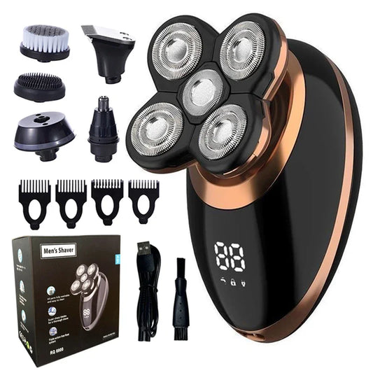 5 in 1 Electric Shaver for Men Bald Head Hair Clipper Nose Trimmer Floating 5 Blade Heads Shaving Beard Knife Rechargeable Razor